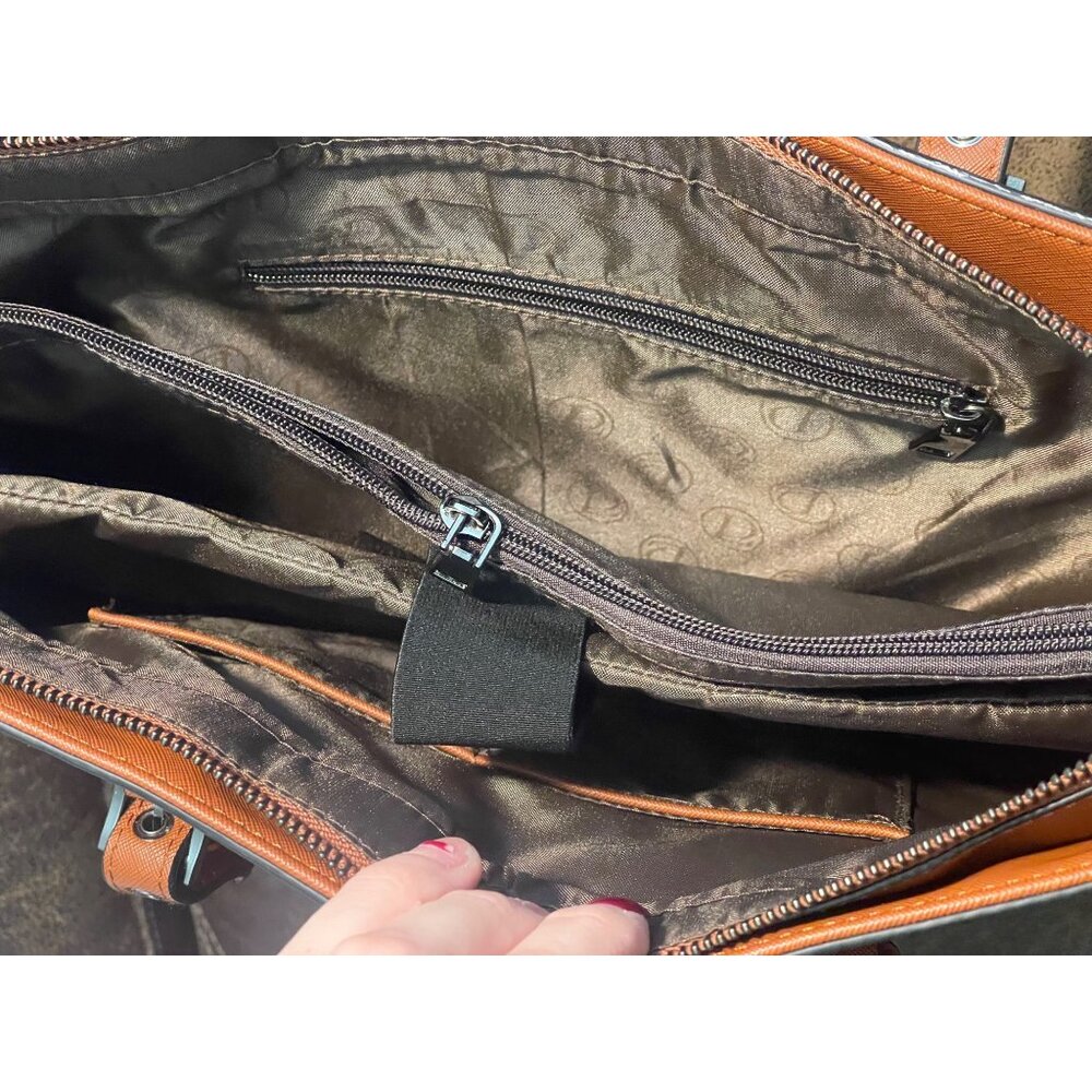 EaseGave Brown Laptop Tote Bag Work Office Satchel No Strap - Picture 5 of 8